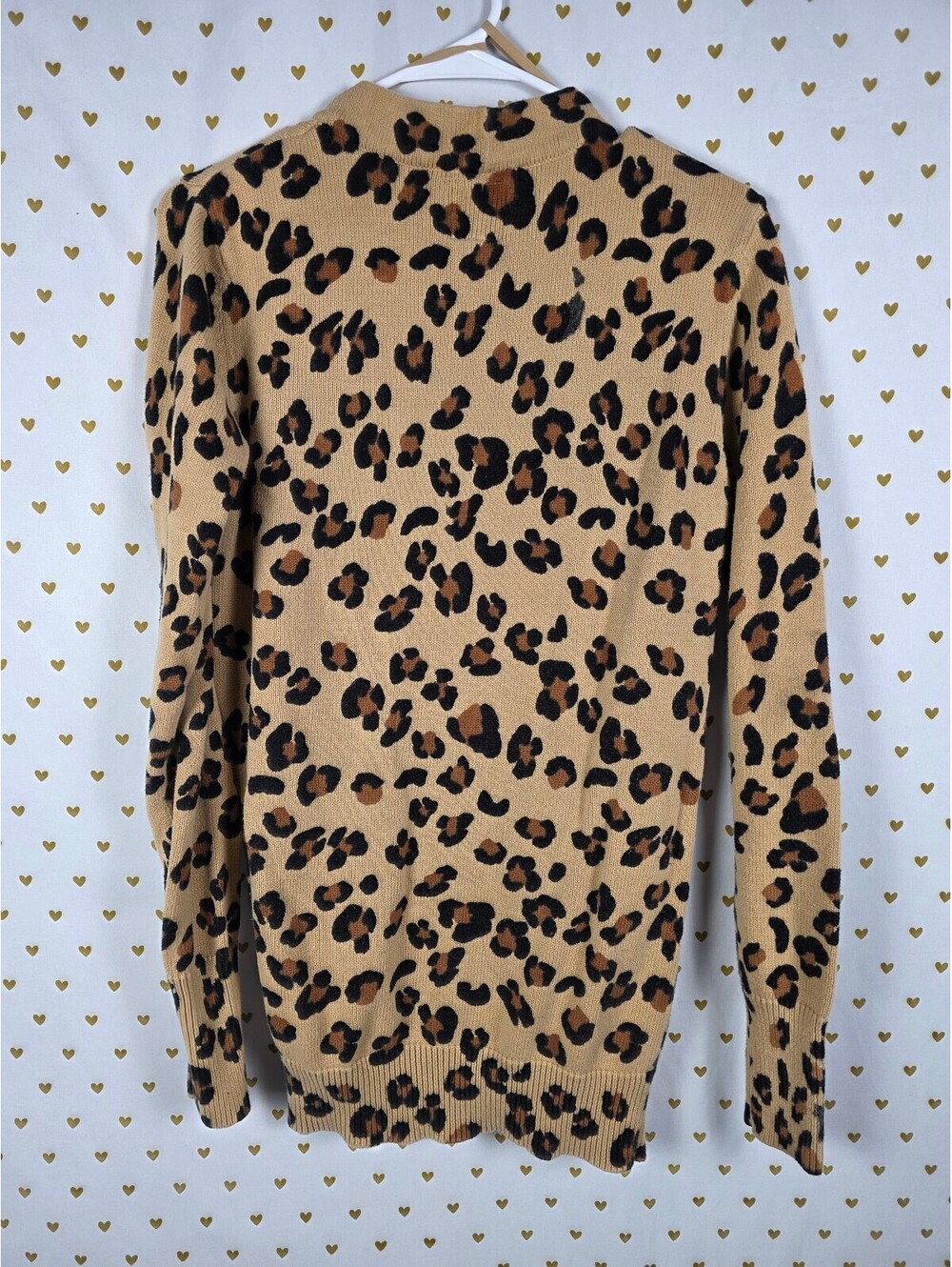 Victoria's Secret PINK Leopard Cardigan Sweater L Tan Animal Print 100% Cotton - Picture 8 of 8